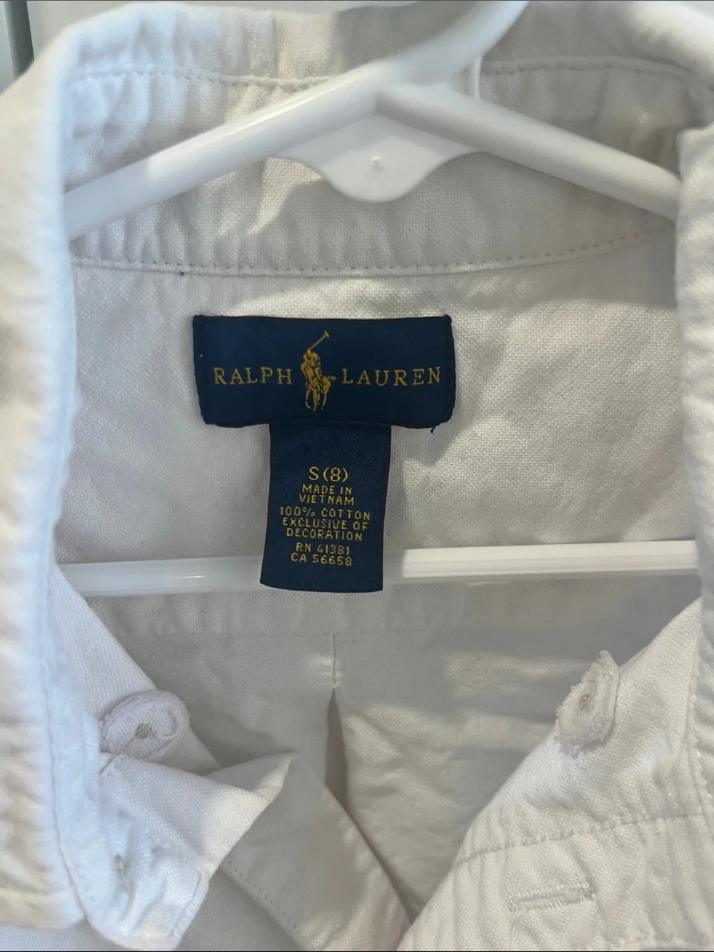 Ralph Lauren White Long-Sleeve Button Down Shirt with Polo Pony